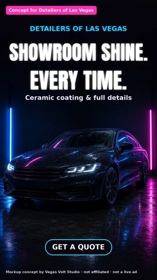 AI video ad concept for an Las Vegas auto detailing shop, Detailers of Las Vegas (concept mockup, not a client)