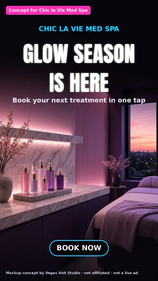AI video ad concept for a Las Vegas med spa, Chic la Vie Med Spa (concept mockup, not a client)