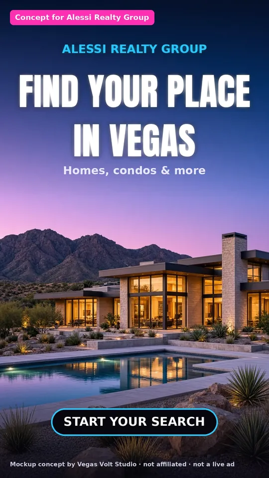 AI video ad concept for a Las Vegas real estate brokerage, Alessi Realty Group (concept mockup, not a client)