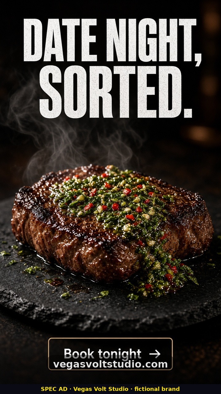AI-generated sample concept: Restaurant steak ad