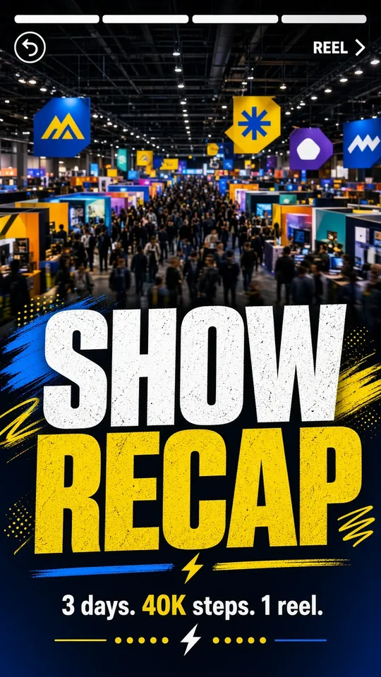 AI post-show event recap video sample for Las Vegas convention exhibitors (sample concept, not a client)